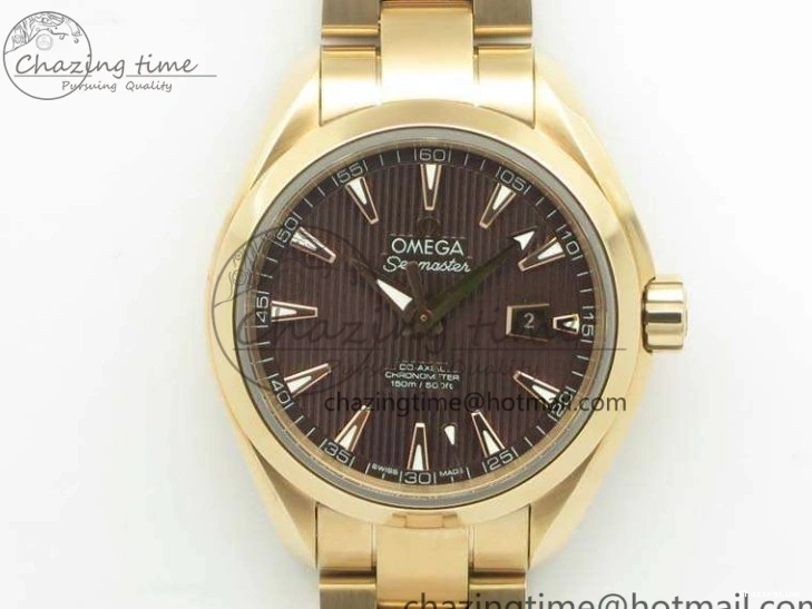 0418 Bright Aqua Terra Ladies 35mm RG V6F Best Edition Brown Dial On RG Bracelet A 8101